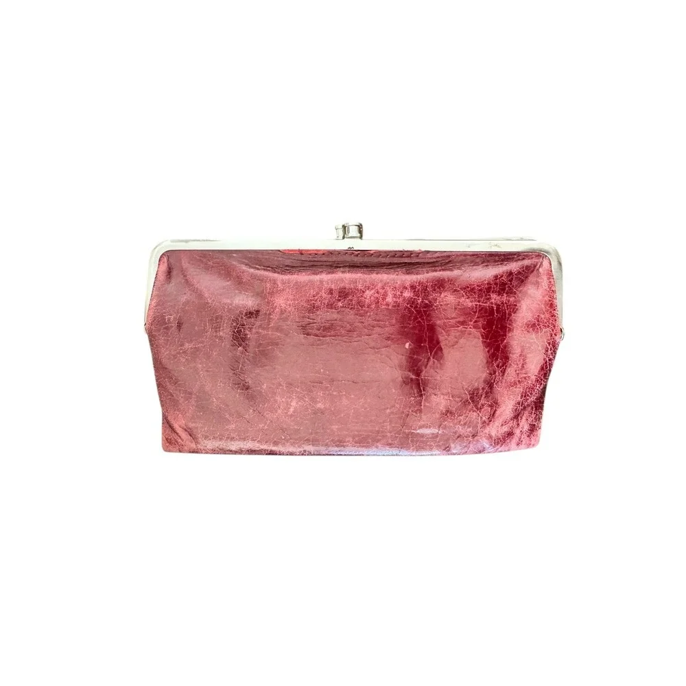 HOBO Lauren Bifold Clutch Wallet Purse for Women Red Leather with Inner Dividers